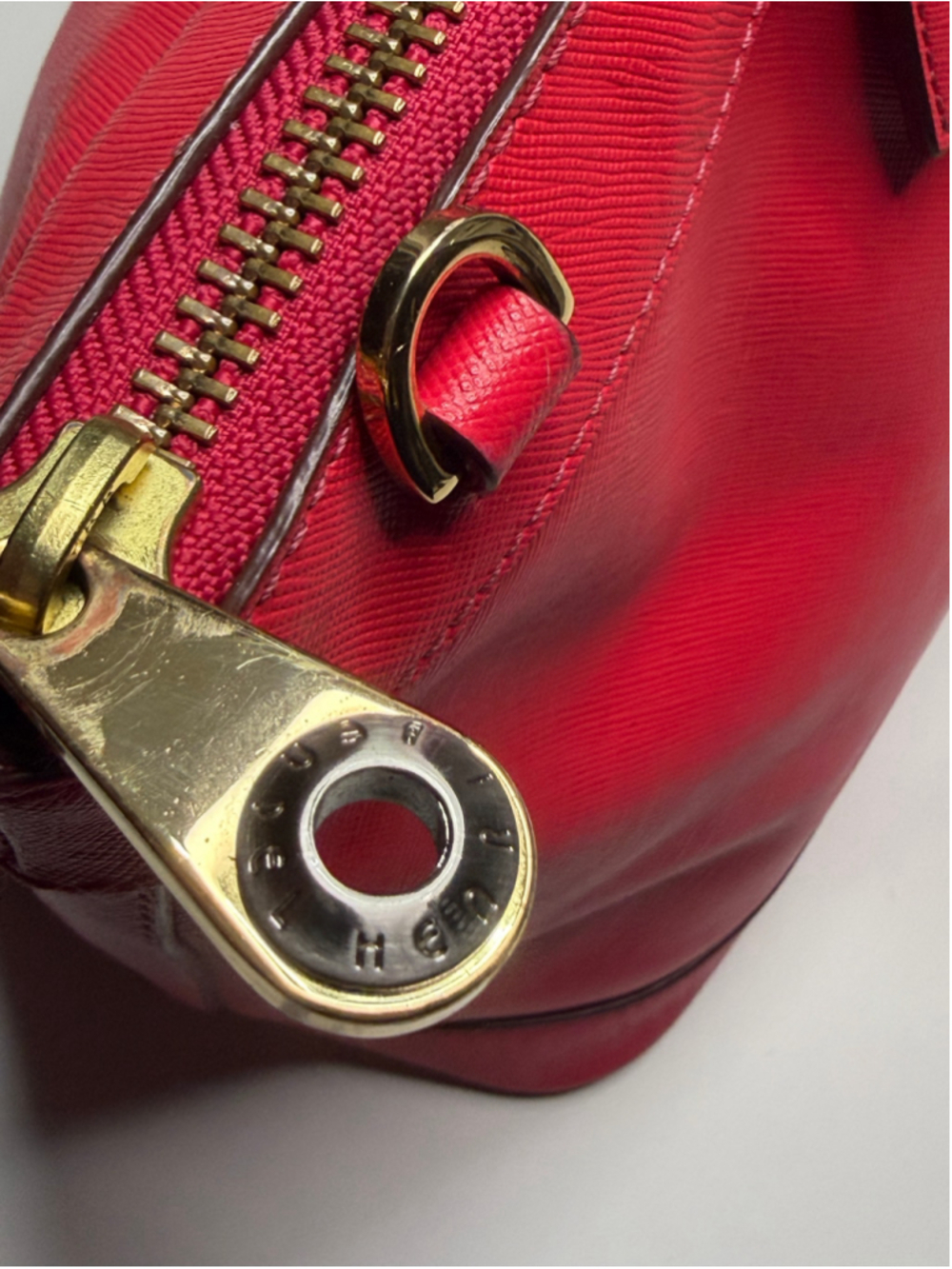 Women's Henri Bendel Deep Pink Saffiano Leather Tote Bag One Size - Picture 3 of 11